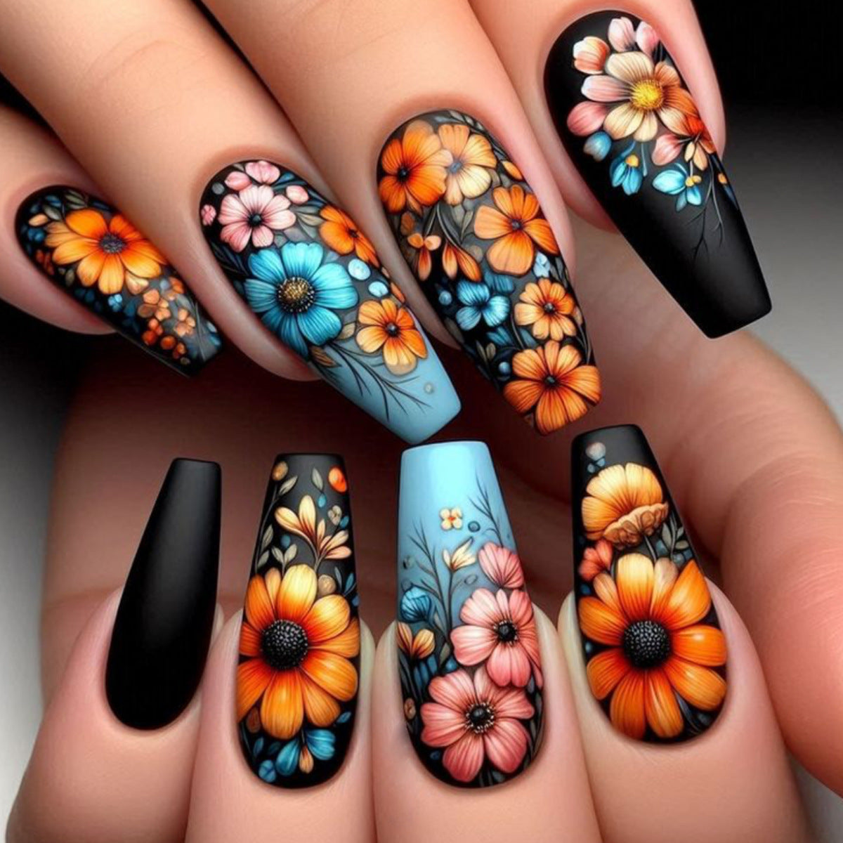 3D Floral Acryl Nagelkunst Erweiterungen Brehn