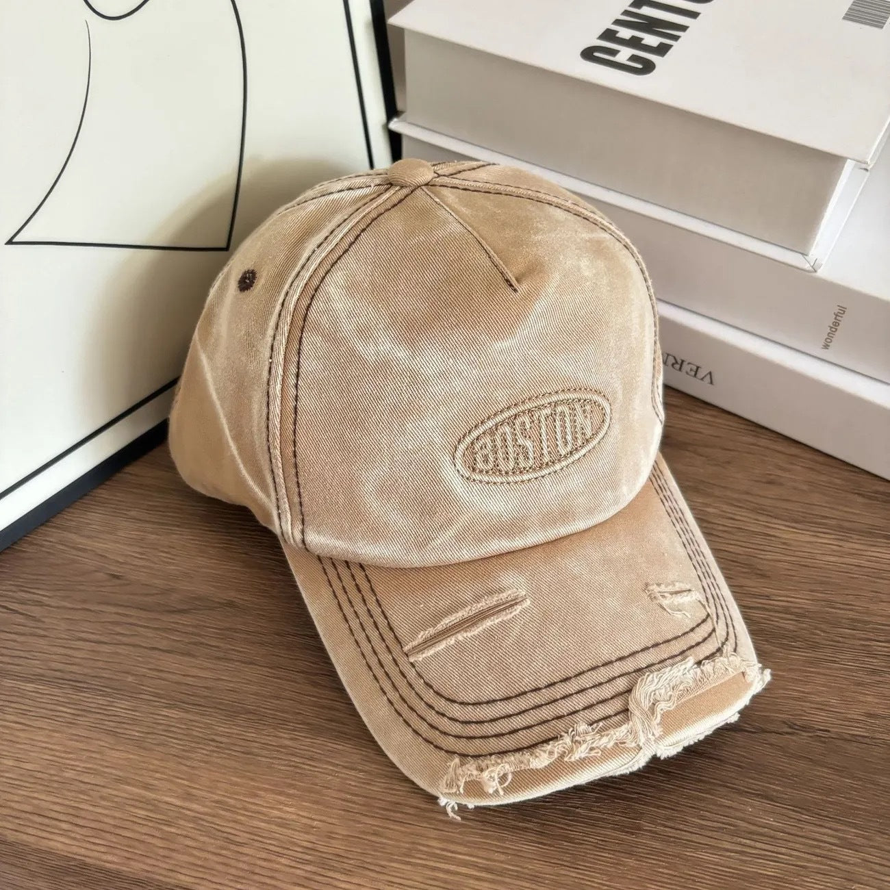 Männer Distressed Denim Effekt Baseballmütze Brehn