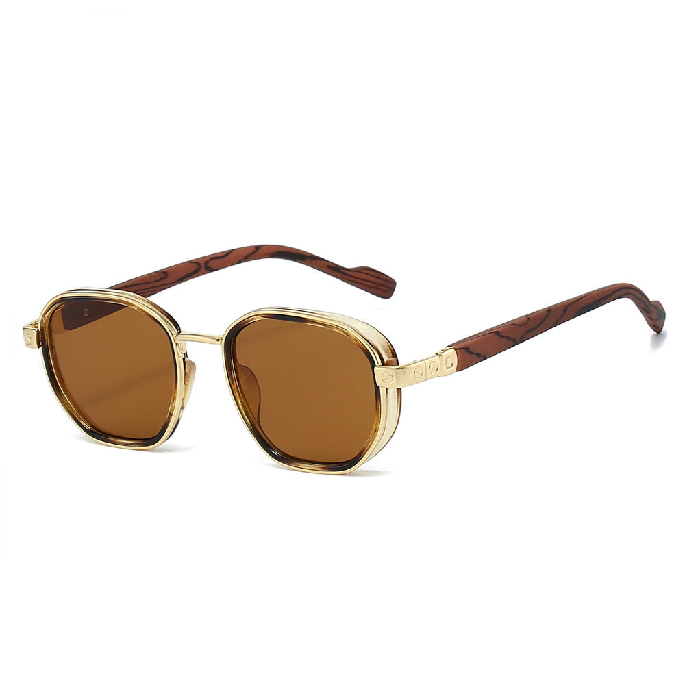 Geometrische rahmenlose Sonnenbrille mit luxuriösen goldenen Akzenten Brehn