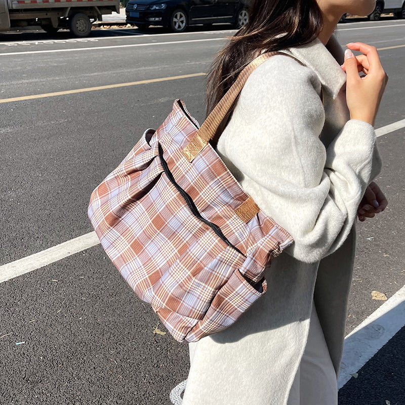 WoSpacious Plaid Utility Tote Bag Brehn