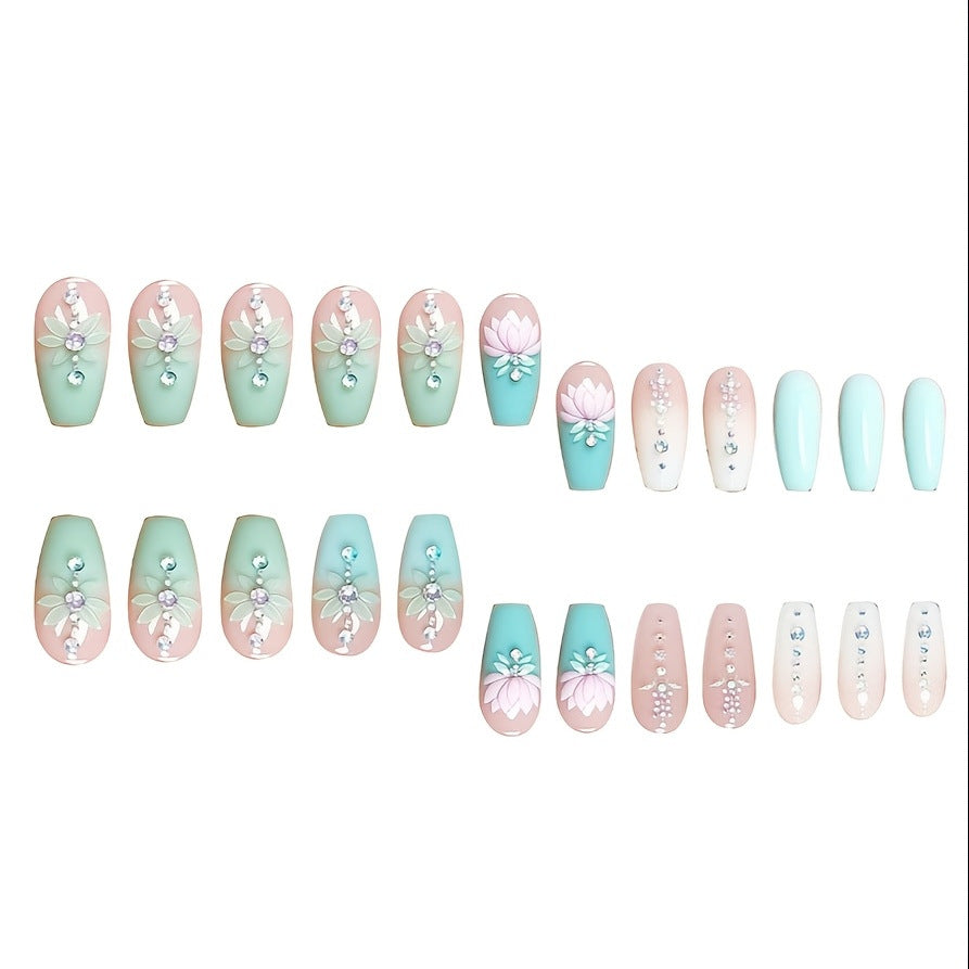 Floral und Edelstein Nagelkunst Verlängerungen Brehn