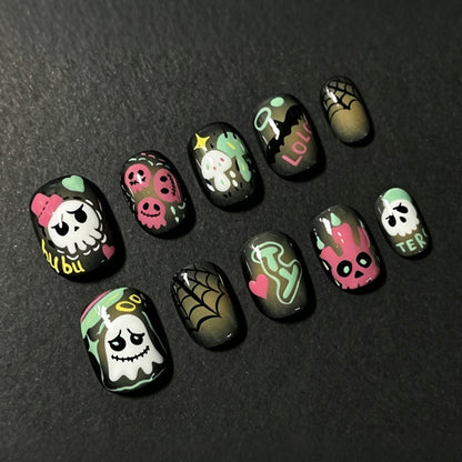 Kunstnagelset mit kreativen gruseligen Motiven Brehn