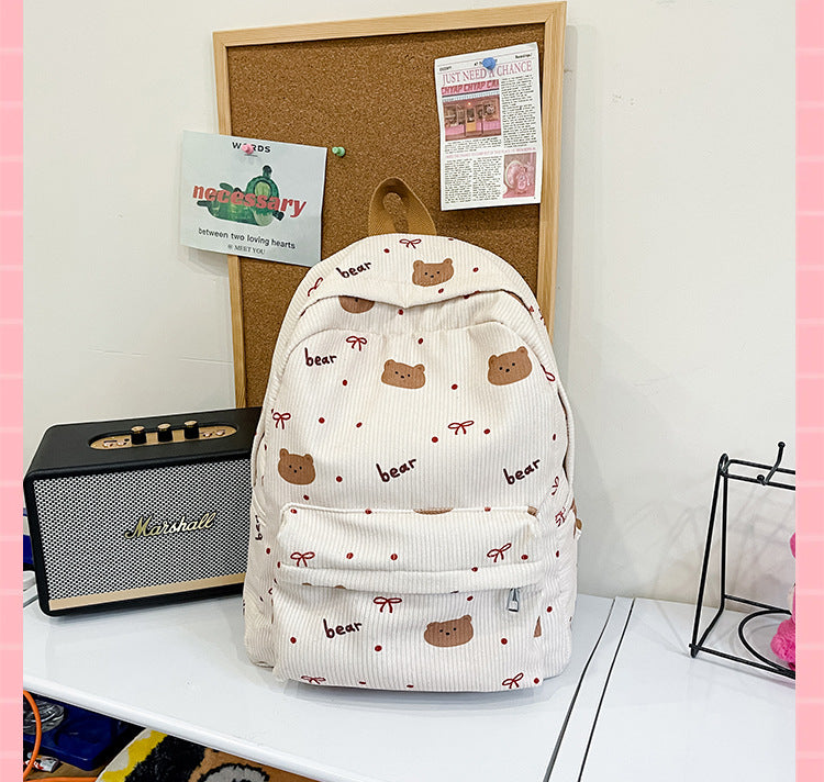 Rucksack mit Verspieltem Bärenmotiv und Praktischen Fächern Brehn