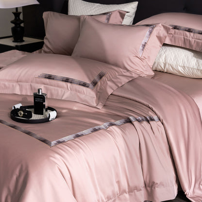Luxus ägyptisches Baumwollsatin Bettwäsche Set mit besticktem Rand