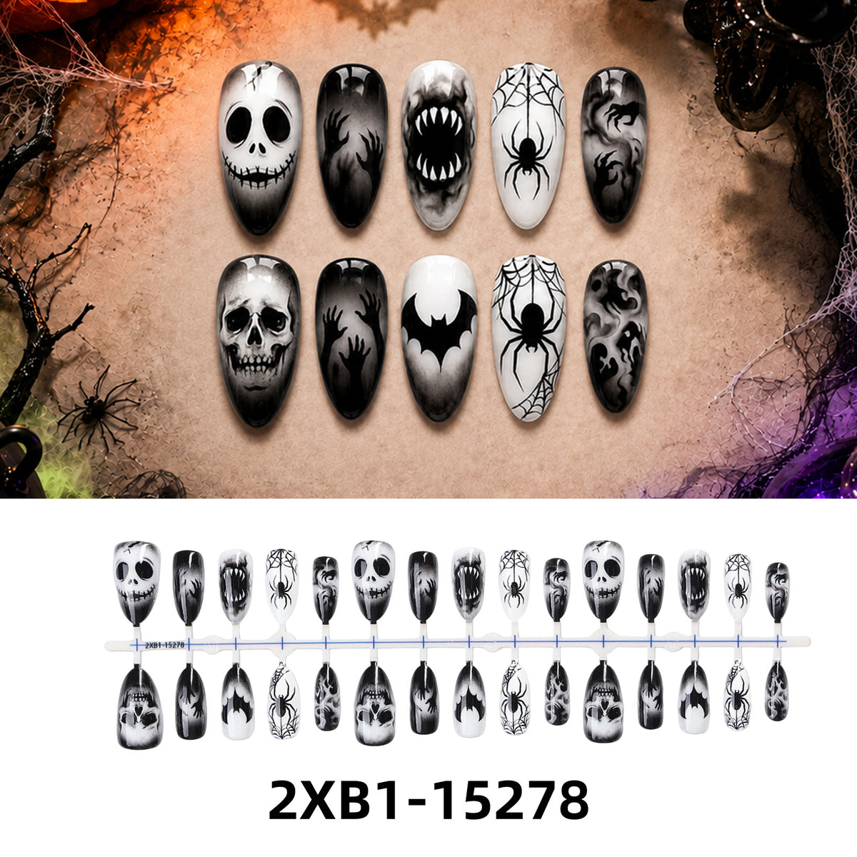 Kunstnagelset mit kreativen Halloween-Motiven Brehn