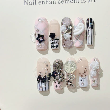 Musikthemen-Press-On-Nagelkunst-Set