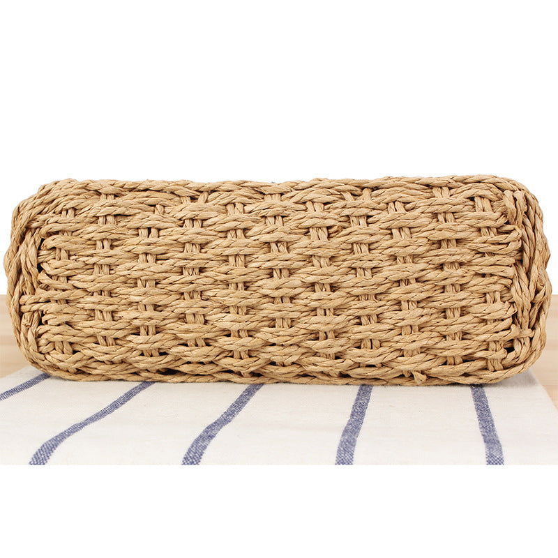 Handtasche Aus Handgewebtem Naturmaterial mit Perlenverzierung Brehn