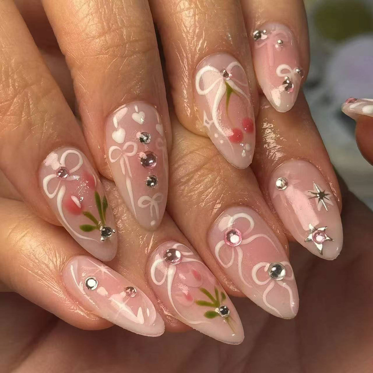 Kreative Florale Acryl-Nagelkunst