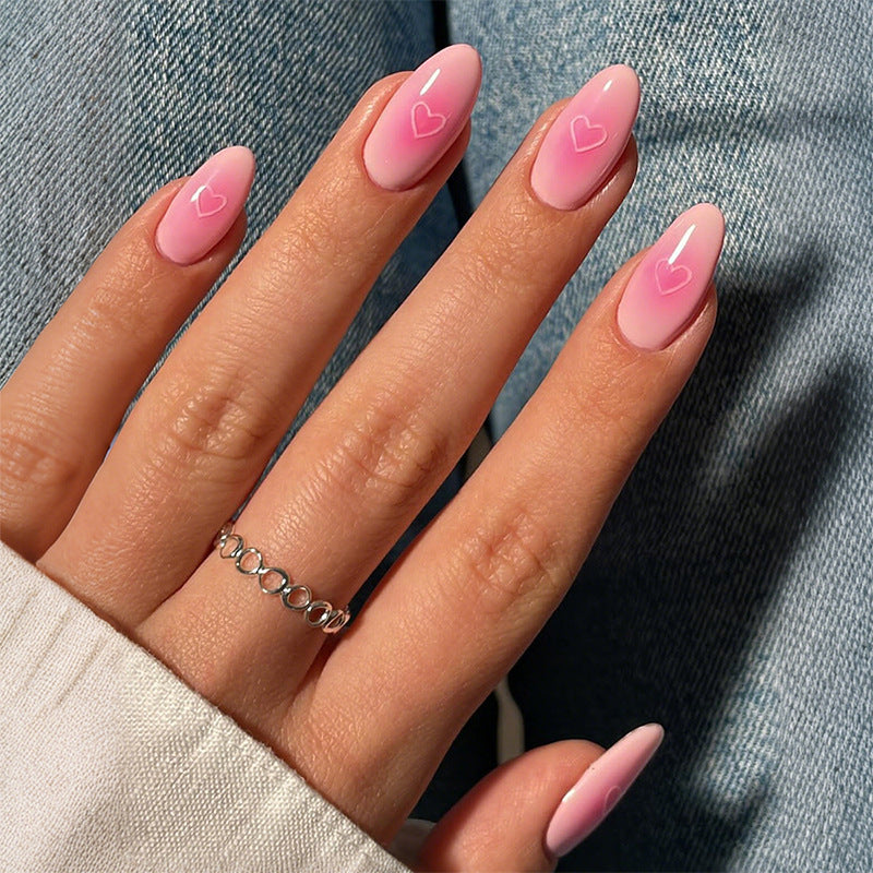 Herz-verzierte Press-On Nagelkunst Set Brehn