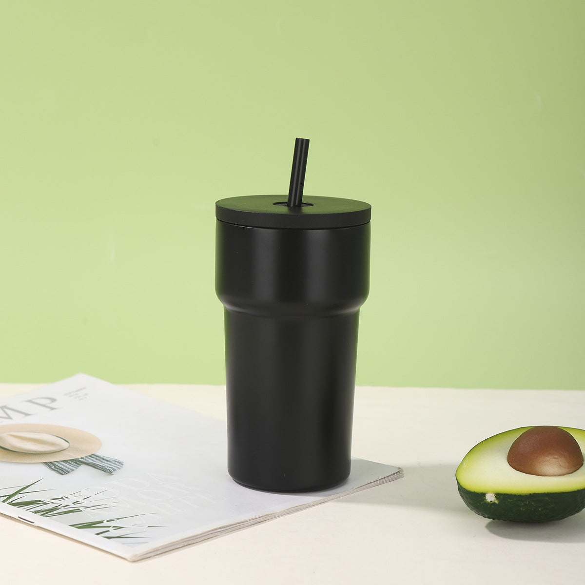 Unisex Isolierter Trinkbecher mit Staubschutzdeckel und Strohhalm Brehn