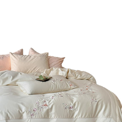 Bestickte Botanische Baumwolle Sateen Bettbezug Set