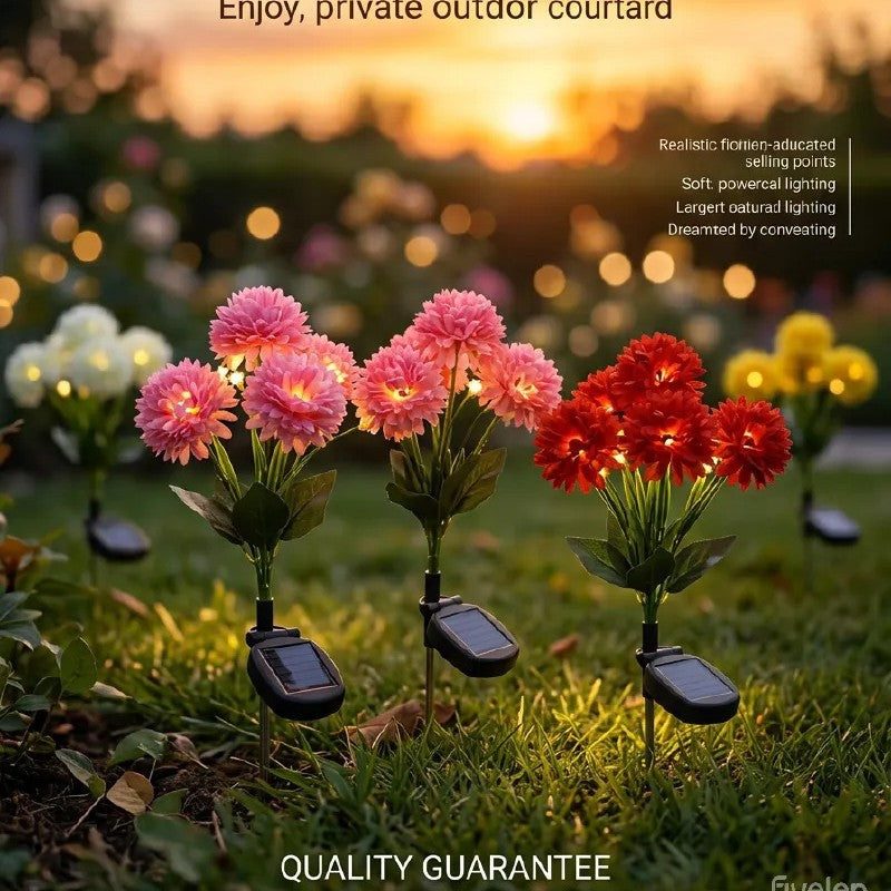 Solarbetriebene realistische Kamellien Blumen Gartenstecklichter mit verstellbaren LED-Köpfen und Edelstahlspike Brehn