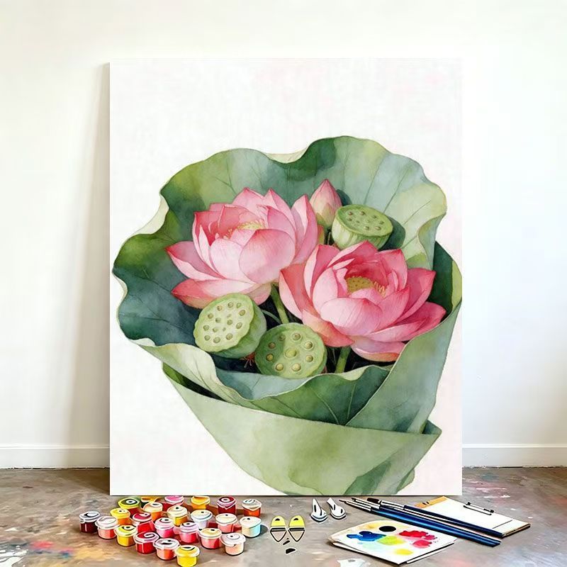 Aquarell Lotusblume Leinwand Kunstset Brehn