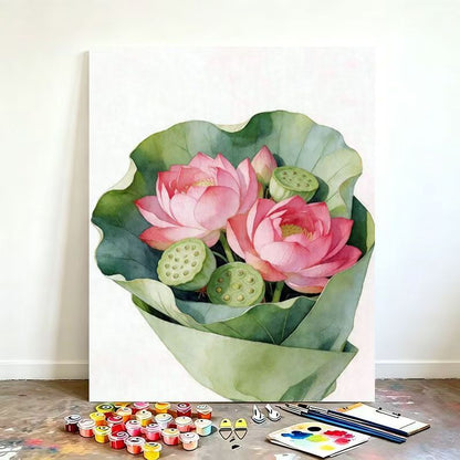 Aquarell Lotusblume Leinwand Kunstset Brehn
