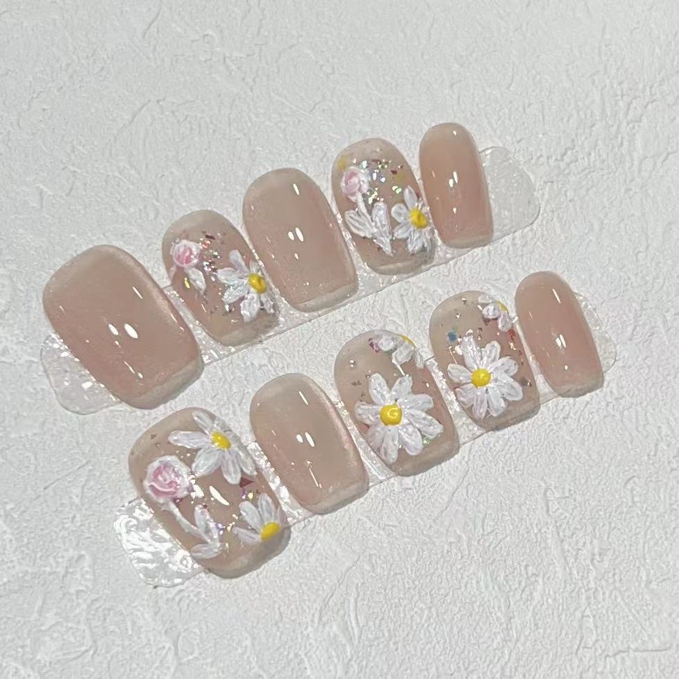 Blumeninspiriertes Press-On Nagelkunstset Brehn