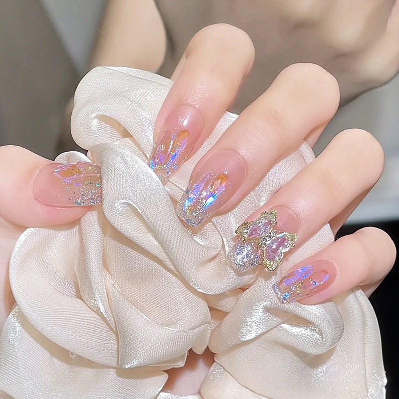Kunstnagelset mit Glitzer- und 3D-Schmetterlingsverzierungen Brehn