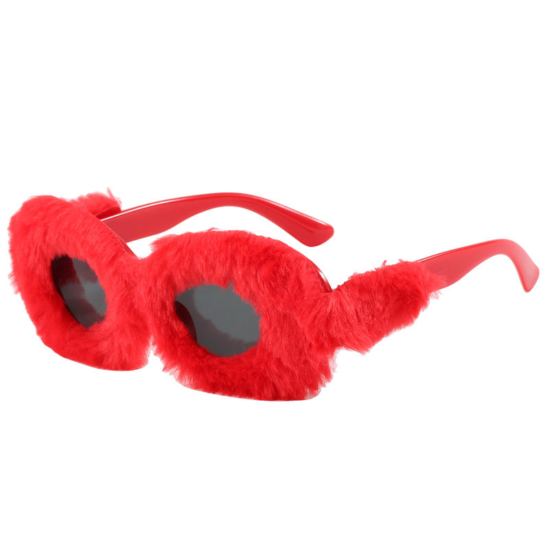 Damen auffällige Designer-Sonnenbrille mit luxuriösem Fellrahmen Brehn