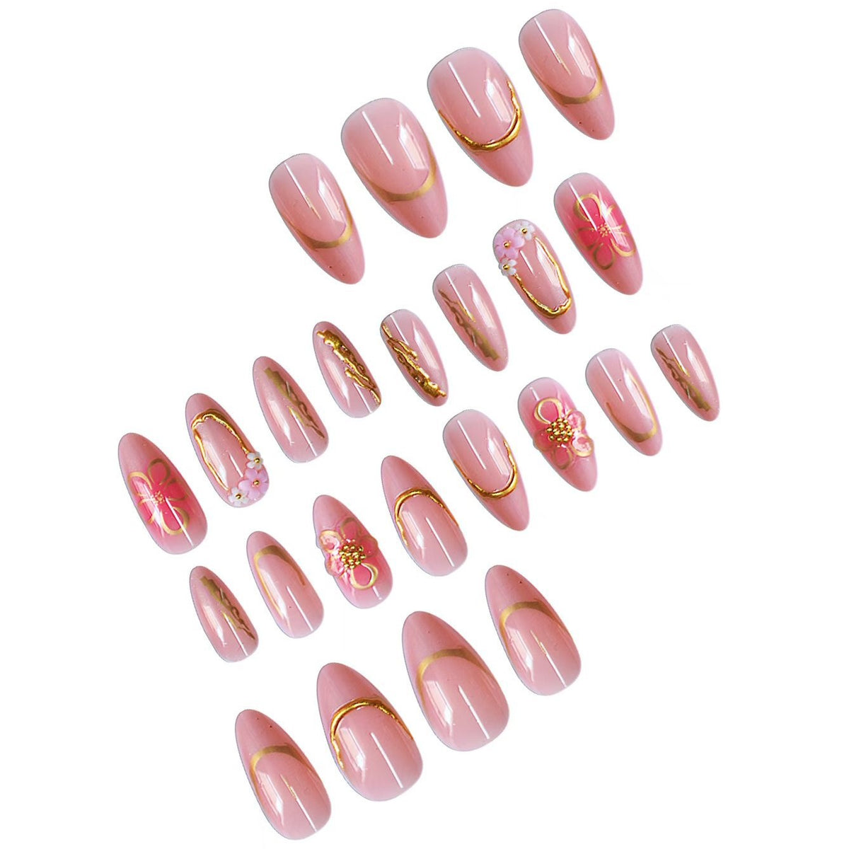 Dekorative Florale Press-On Nagelkunst Set Brehn