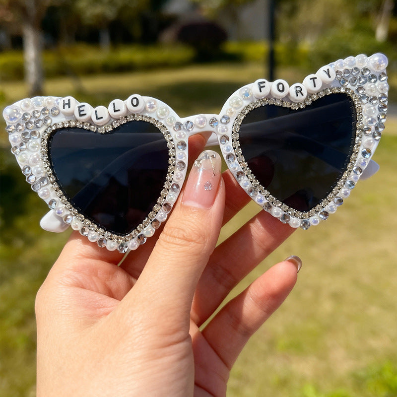 Herzförmige mit Perlen verzierte Sonnenbrille Brehn