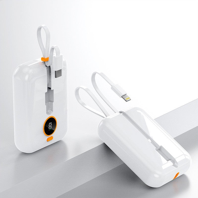 Tragbare Mini-Powerbank mit Integriertem Ladekabel und Digitaler Anzeige Brehn
