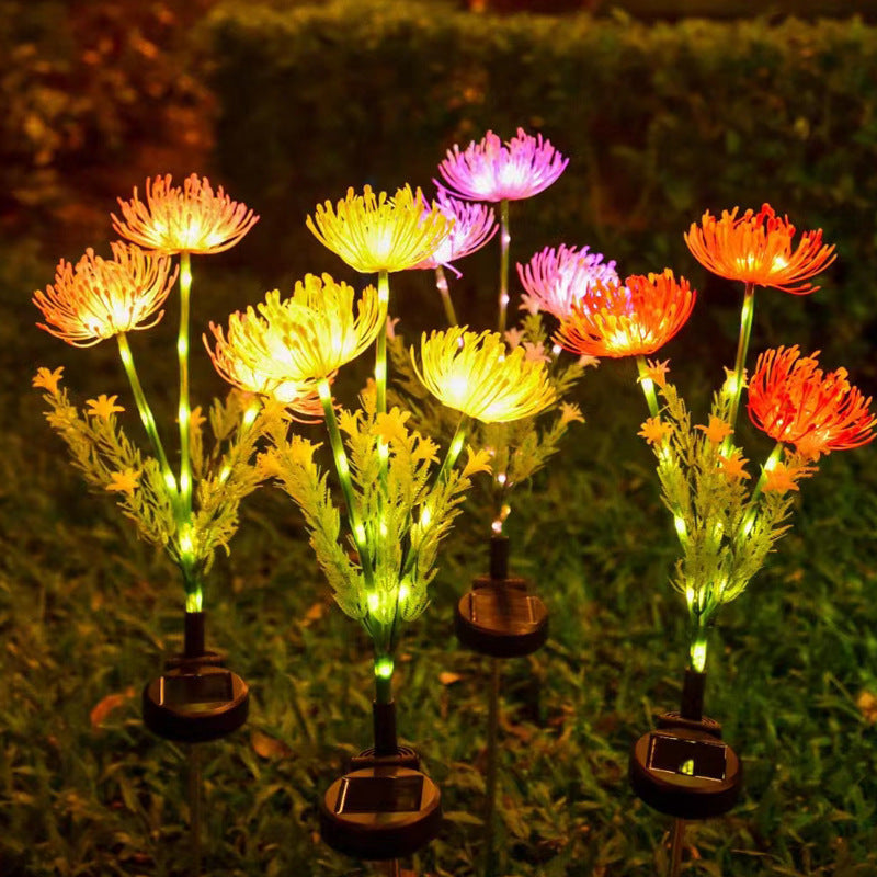 Solar LED Chrysanthemum Gartensteckerlichter mit integriertem Photovoltaikpanel, flexiblem Stamm und Dämmerungs-zu-Morgendämmerungssensor Brehn