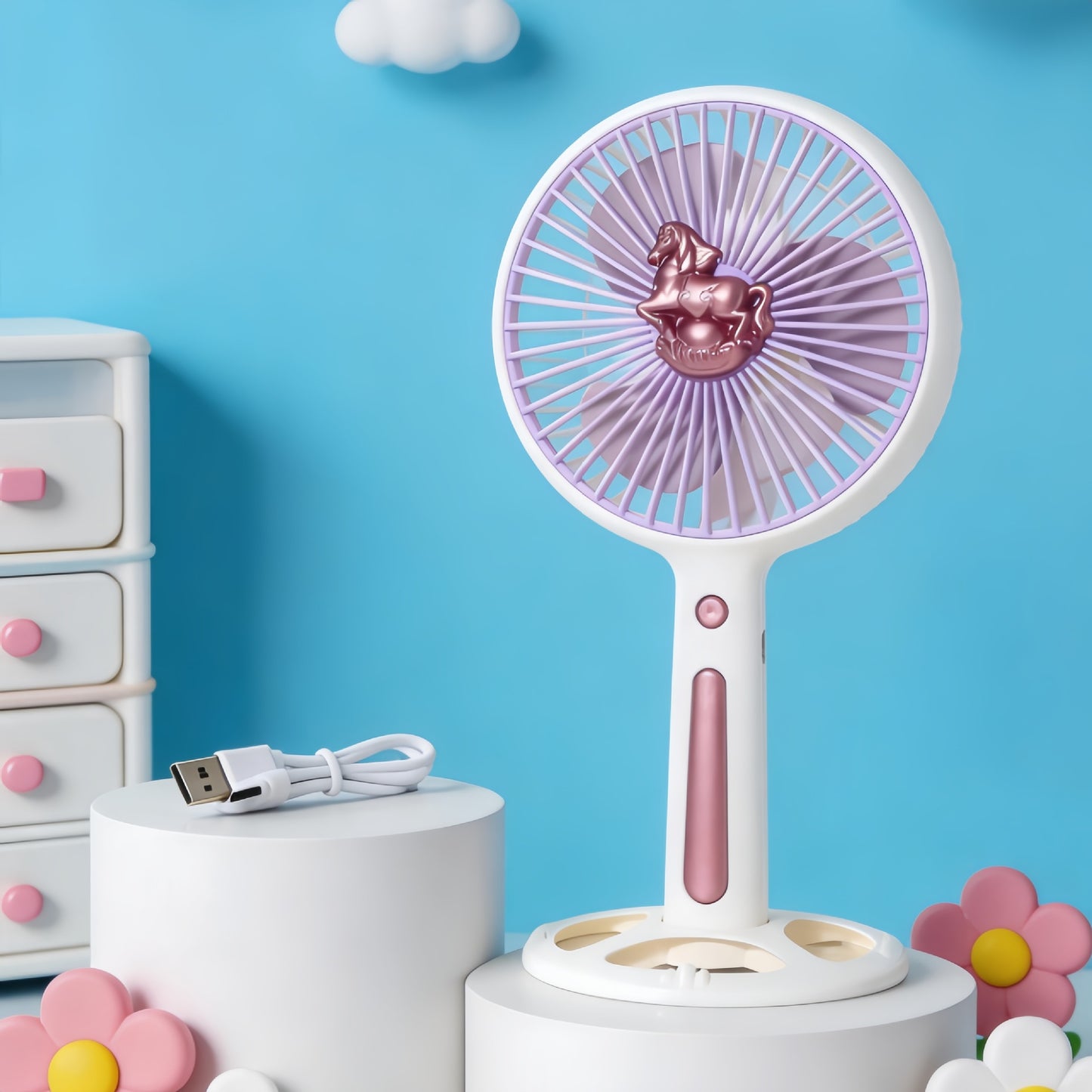 Damen Tragbarer Tischventilator mit kraftvollem Akku und USB-Ladefunktion Brehn