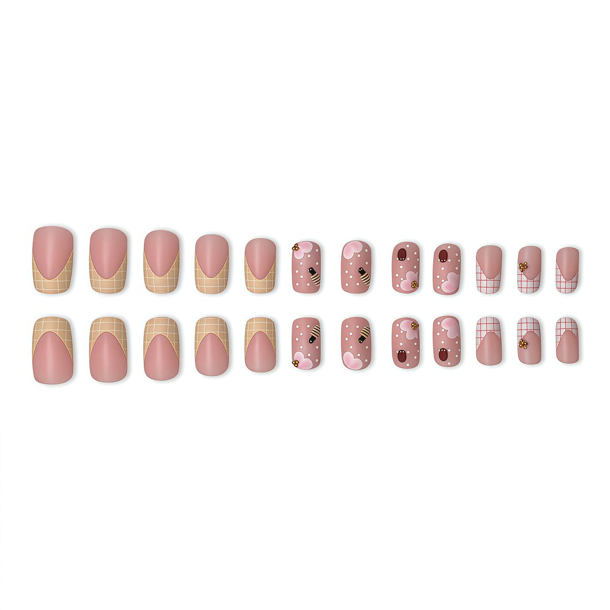 Künstlerisches Floral Press-On Nail Set Brehn