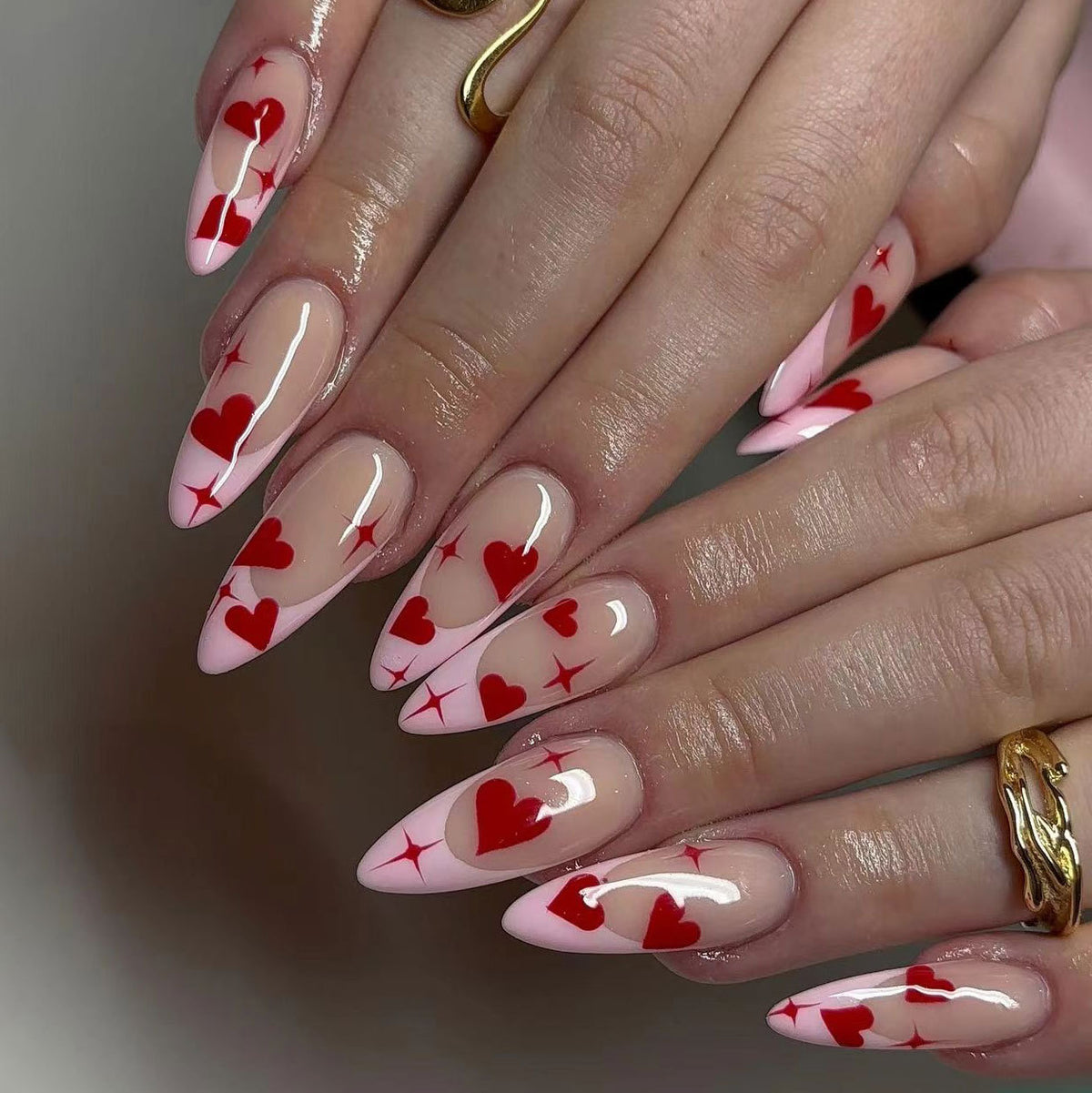 Herz-Motiv Acryl Nagelkunst Set