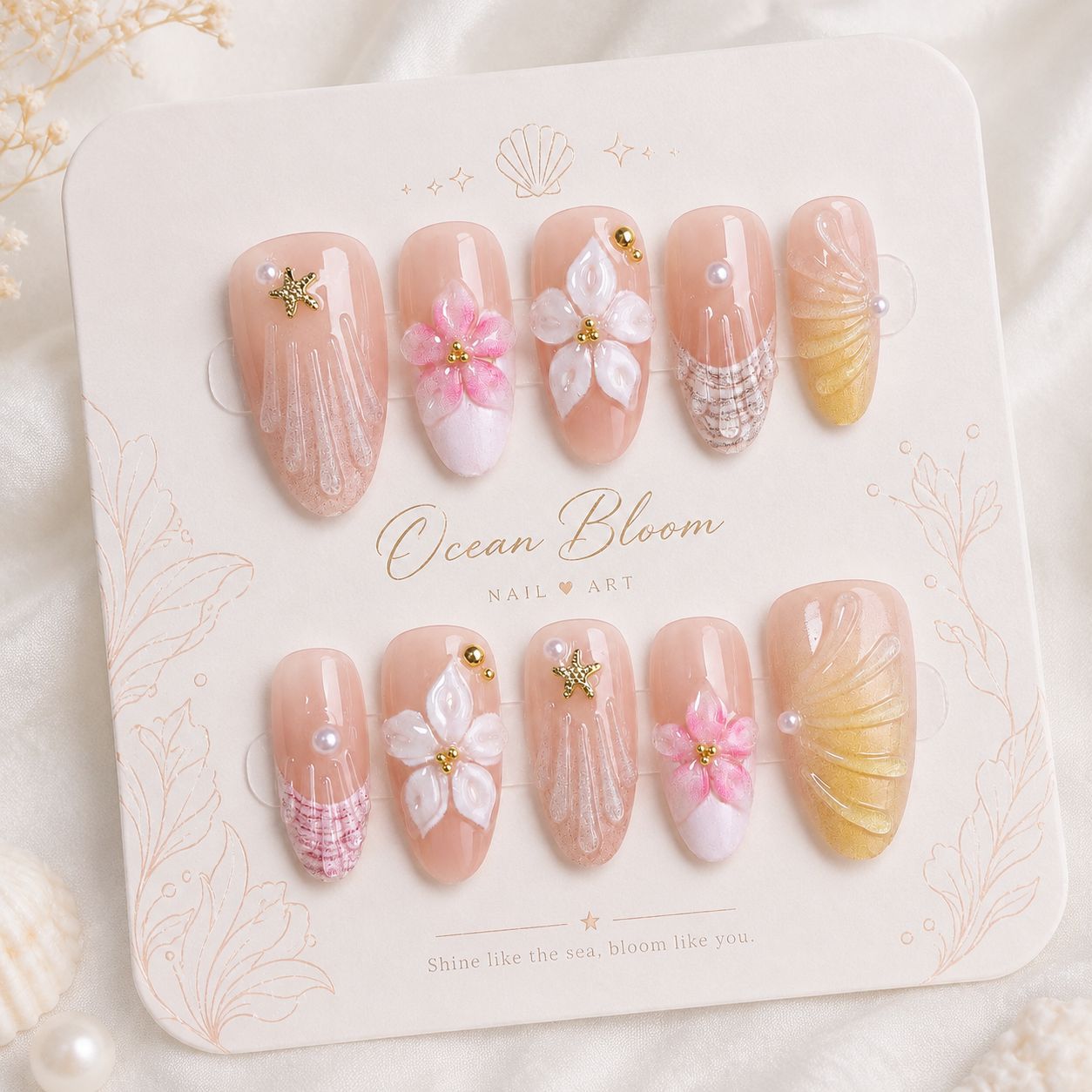 Premium Kunstnägel mit floralen Motiven Brehn