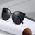 Damen glamouröse oversized Sonnenbrille mit elegantem transparentem Rahmen Brehn
