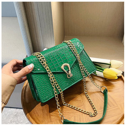 Elegante Krokodilstruktur Schulterhandtasche