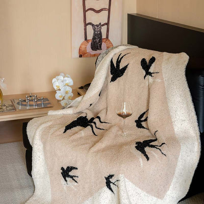 Extraweiche Chenille-Wohndecke mit Katzenillustration und Sternenrelief Brehn