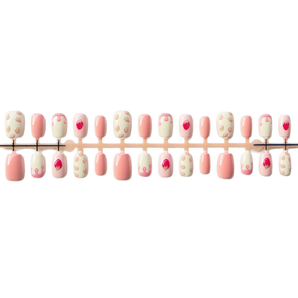 Kreative Erdbeer-Themen Press-On-Nagelkunst