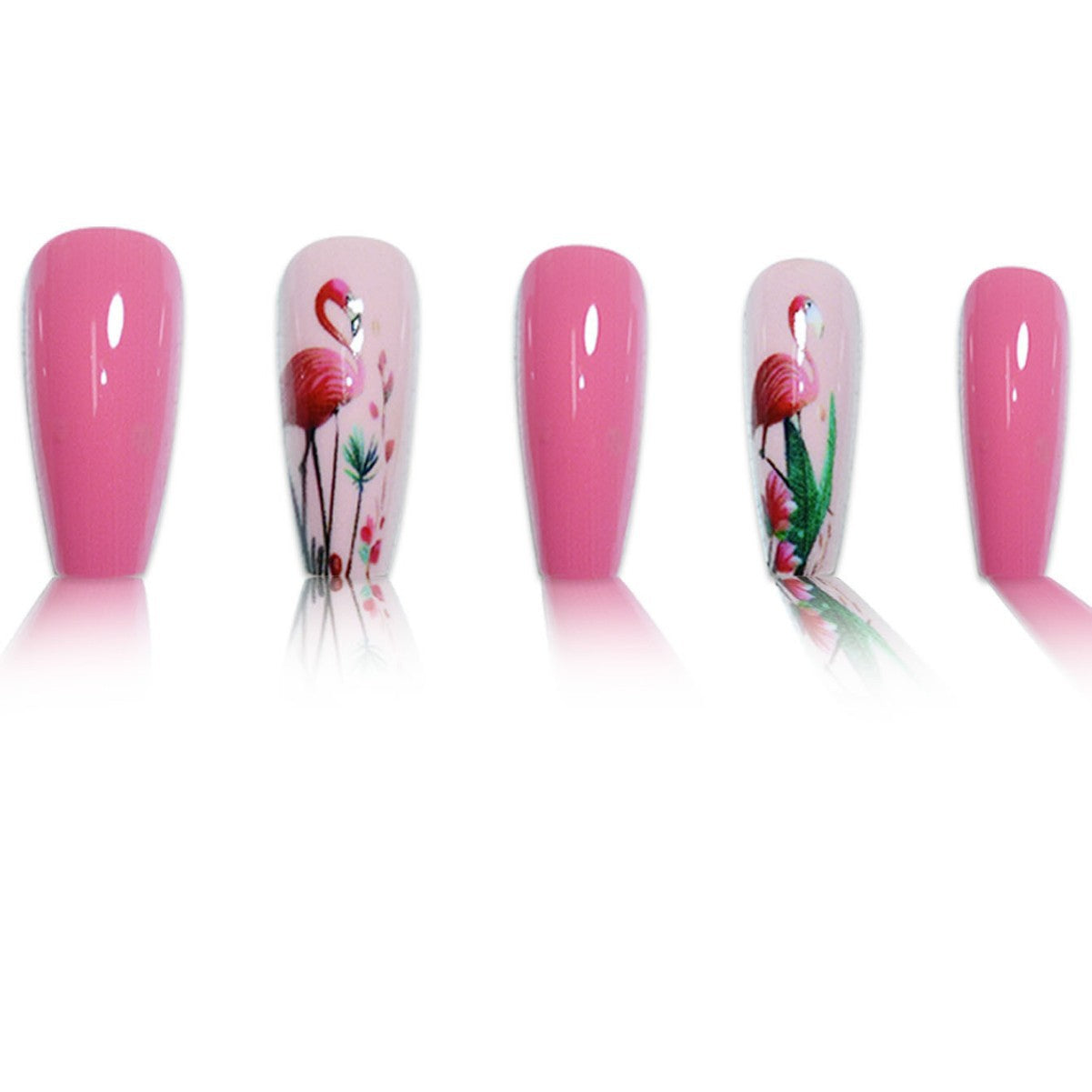 Floral Flamingo Druck-On-Nagelverlängerungen Brehn