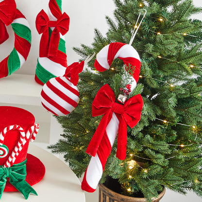 Samtig Weihnachts-Zuckerstangen-Dekorationsset