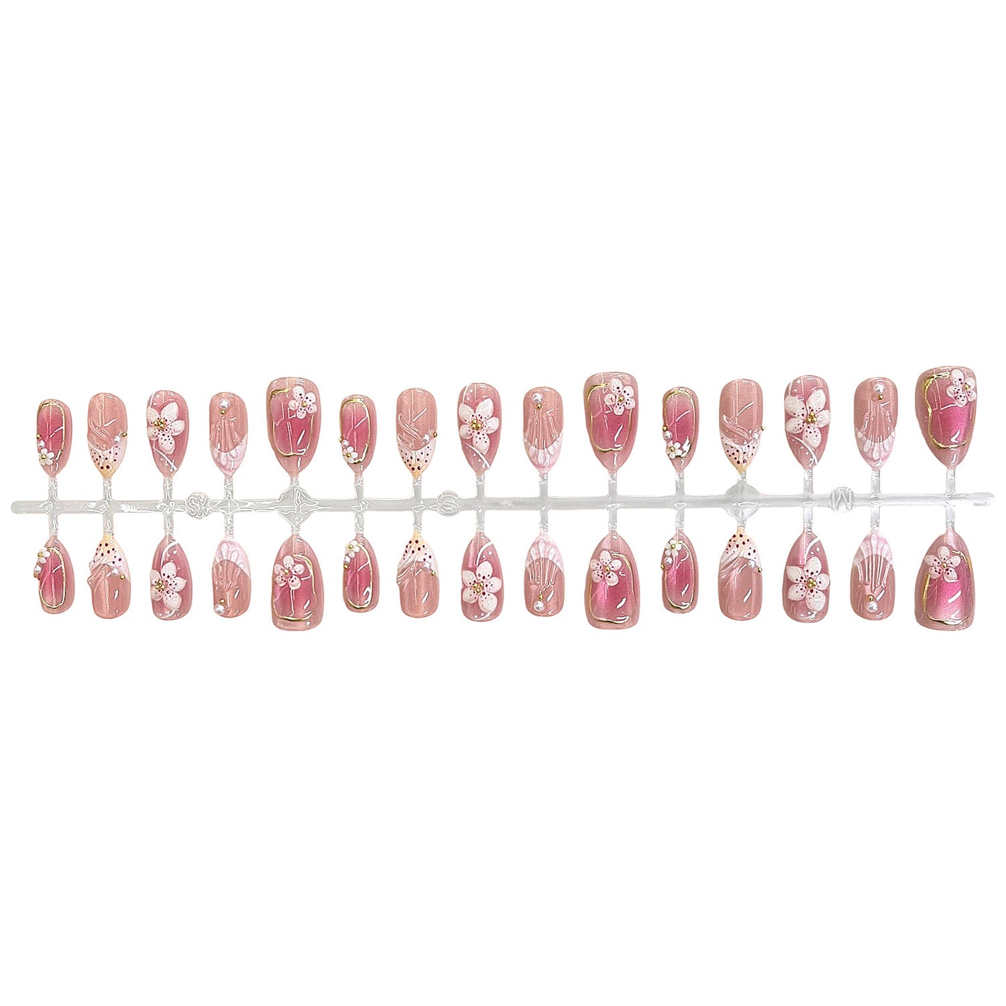 Detailliertes florales Design Press-On Nagelset Brehn