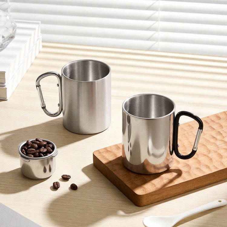 Damen Edelstahl Kaffee-Becher mit Karabiner Griff Brehn