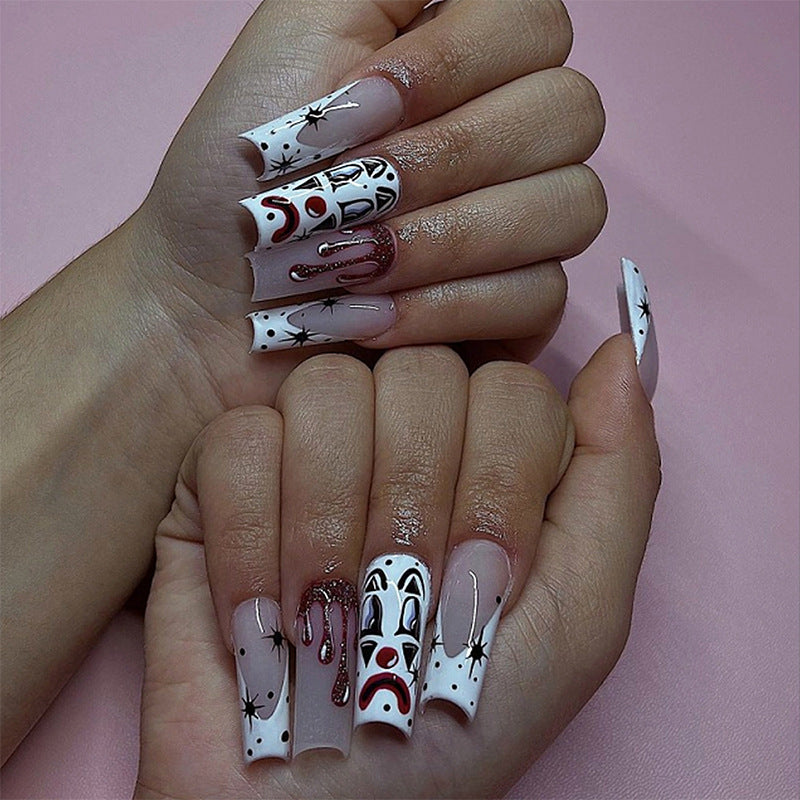 Künstlerisches Press-On Nagelset mit kreativen Halloween-Designs Brehn