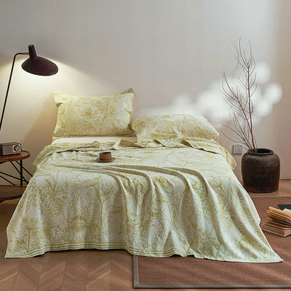 Umkehrbare Baumwoll-Leinen Florale Tagesdecke Set