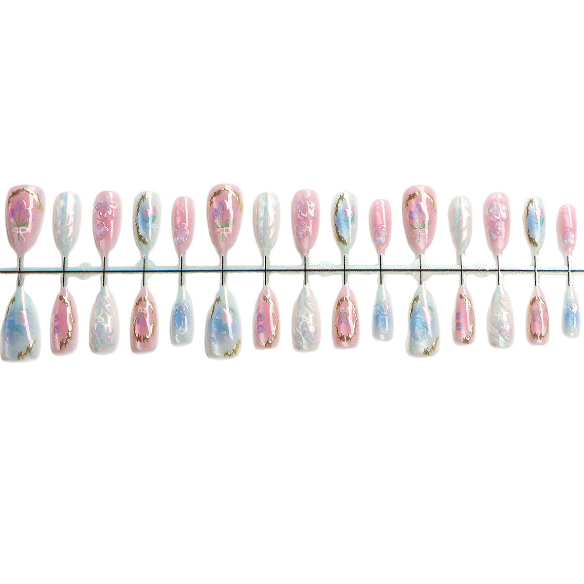 Saisonale Blumen Press-On Nagelkunst Set Brehn