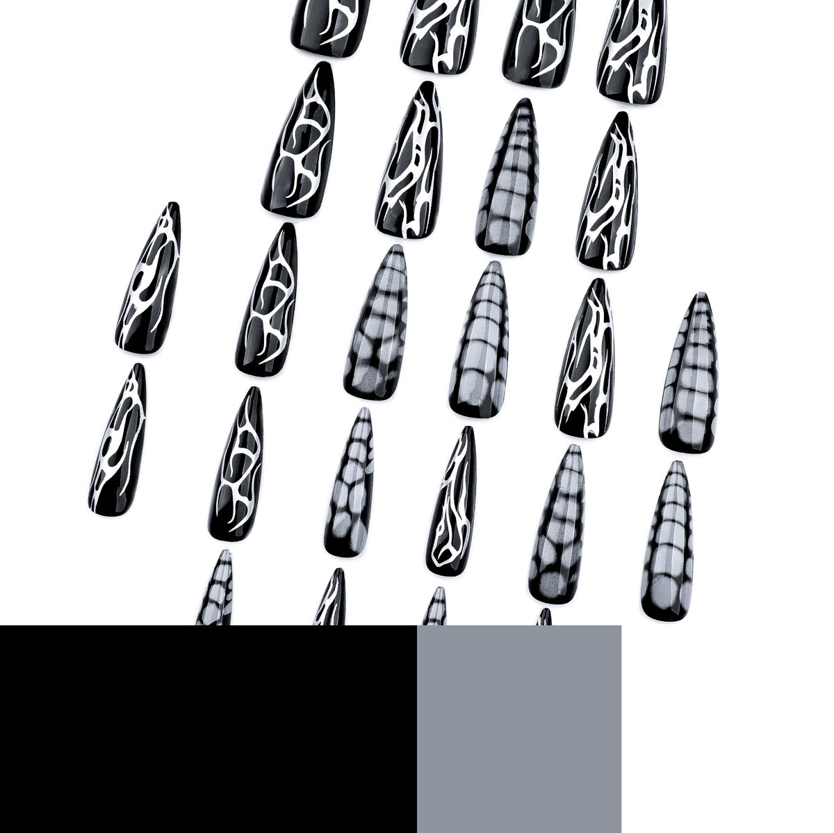 Kunstvolle Stiletto-Nägel mit modernem Strukturen-Design Brehn