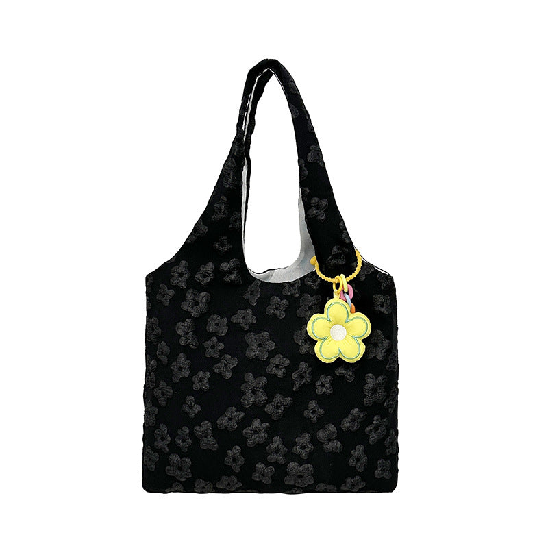 Strukturierte floral bestickte Tragetasche