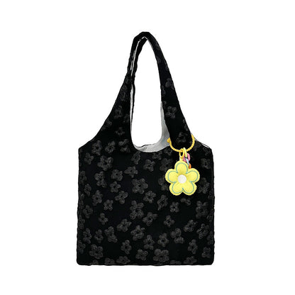 Strukturierte floral bestickte Tragetasche