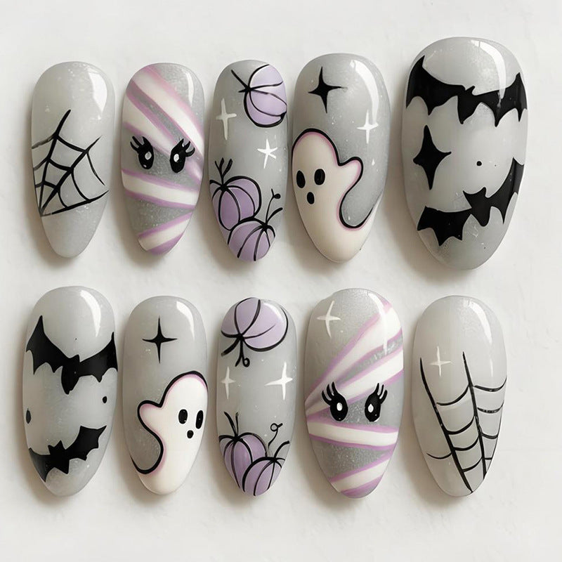Kunstnagelset mit gruseligen Halloween-Motiven Brehn