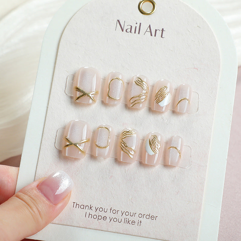 Luxuriöses Gold-akzentuiertes Press-On-Nagelset
