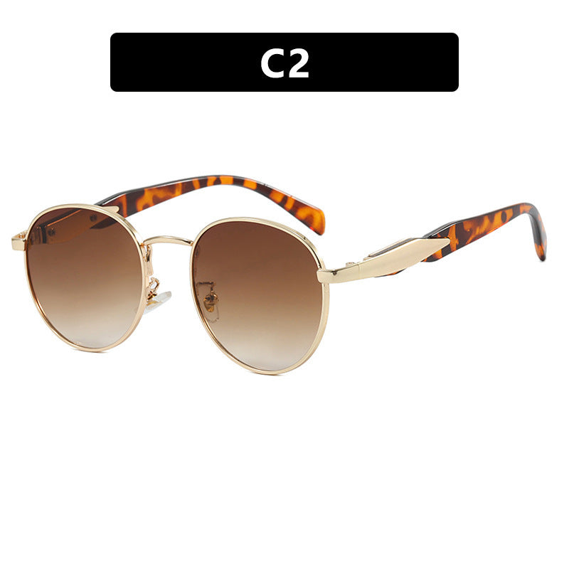 Damen runde Sonnenbrille mit elegantem, goldenen Rahmen und UV-Schutz Brehn