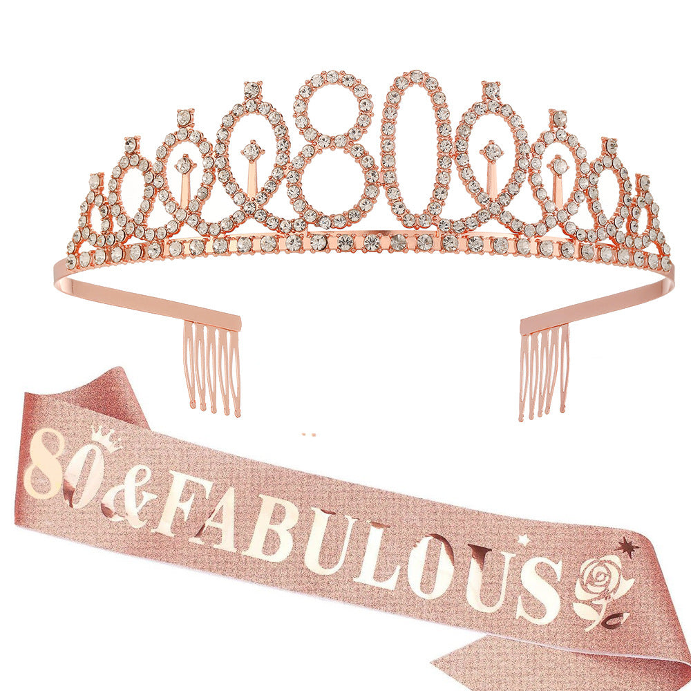 Damen Glitzernde Geburtstagstiaraset mit Sash Brehn
