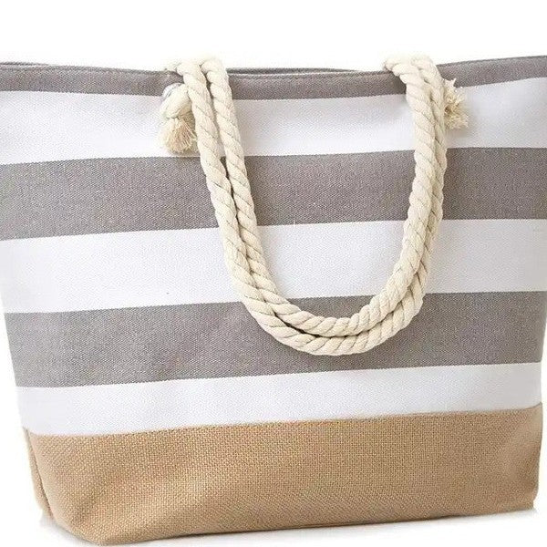 Strandtasche mit Maritimen Streifen und Robusten Seilgriffen Brehn