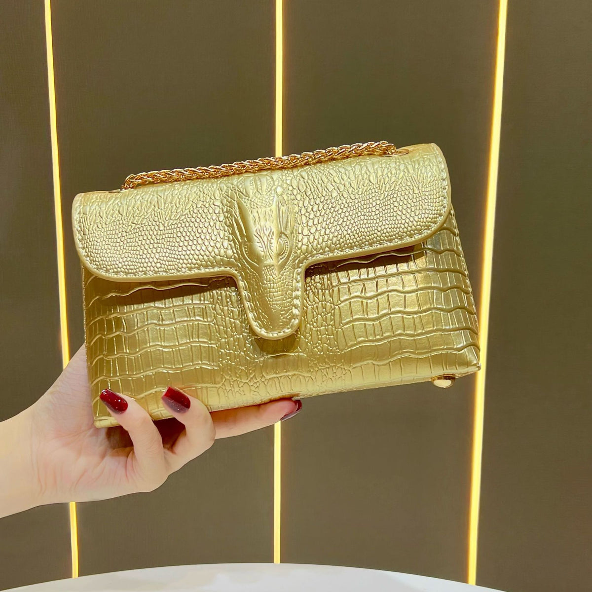 Elegante Krokodil-Effekt Clutch Bag
