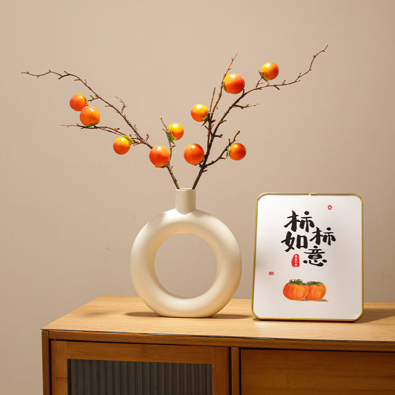 Künstlicher Persimmon-Fruchtzweig-Vase